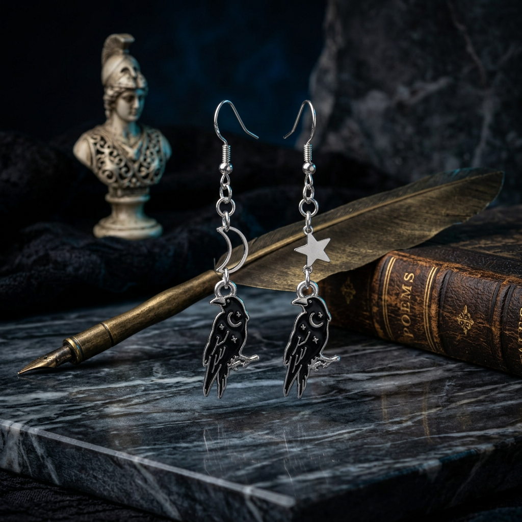 Celestial Raven Star & Moon Mismatched Earrings