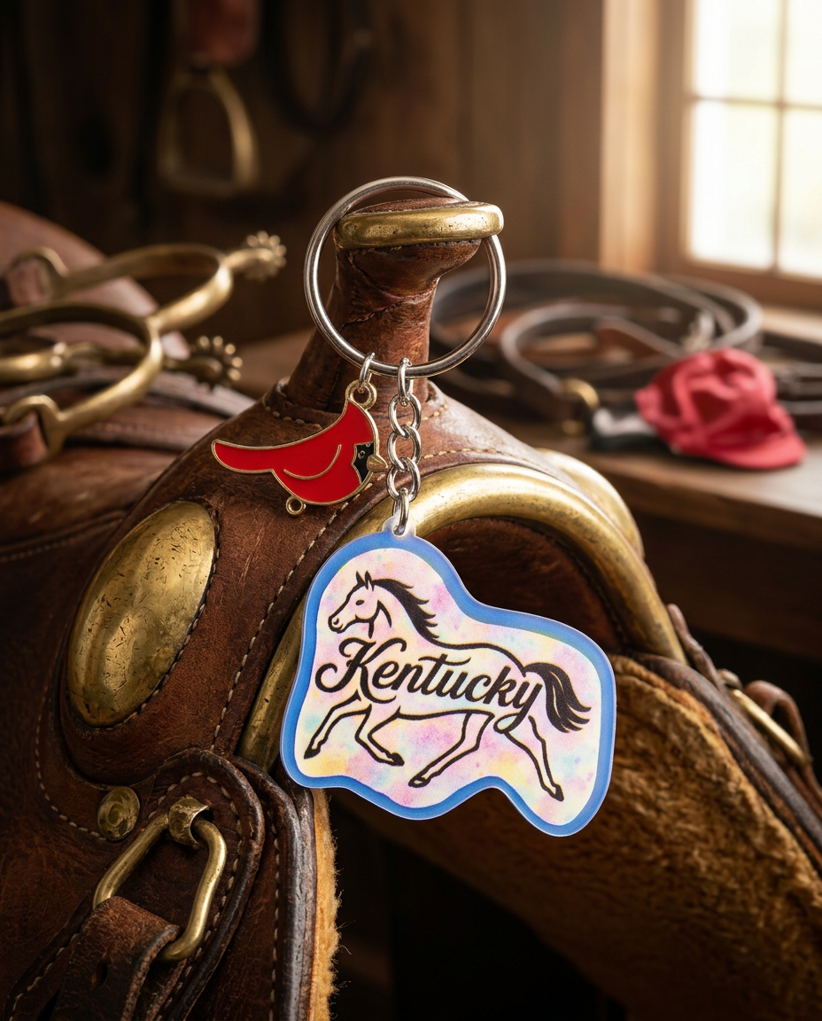 Kentucky Horse & Cardinal Charm Keychain