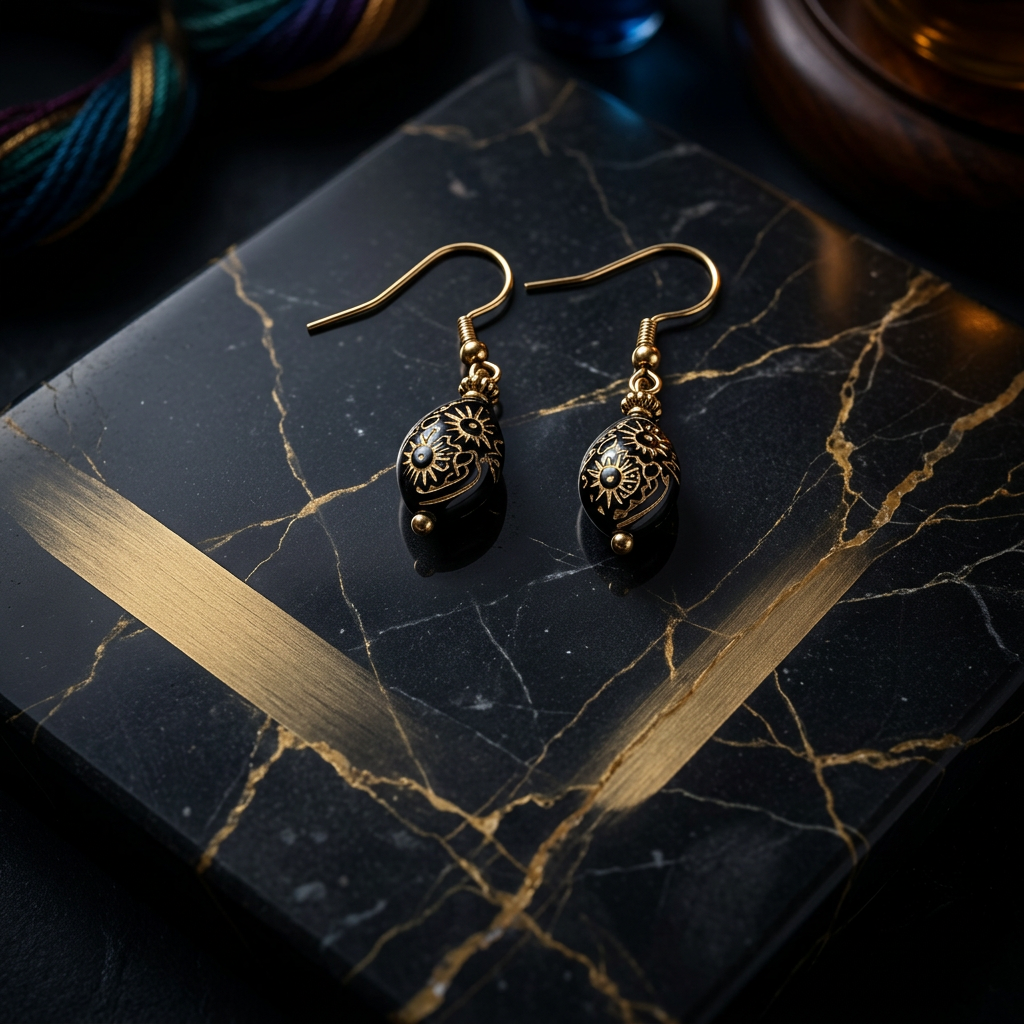 Black Rose Beaded 3-Piece Jewelry Set
