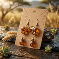 Amber Elephant Beaded Drop Earrings