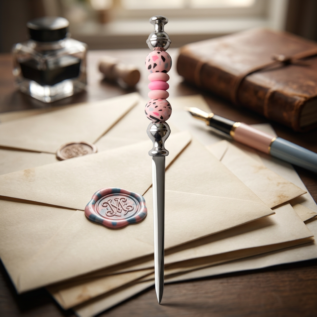 Pink Dalmatian Silicone Bead Letter Opener
