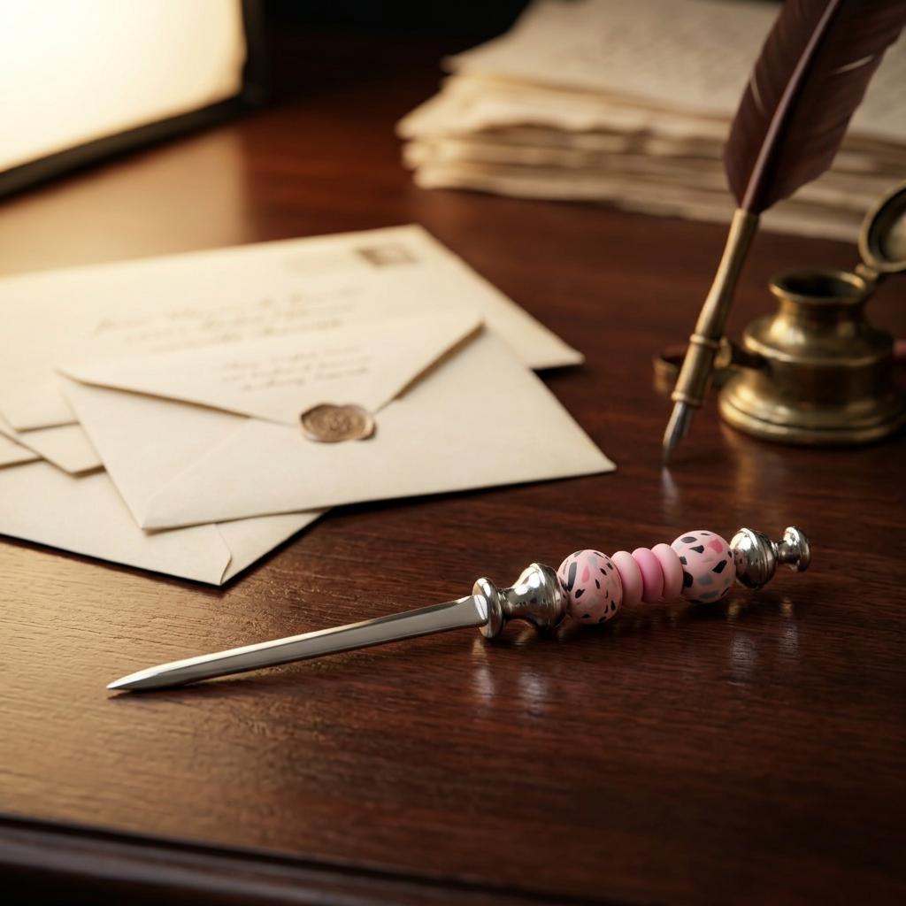 Pink Dalmatian Silicone Bead Letter Opener