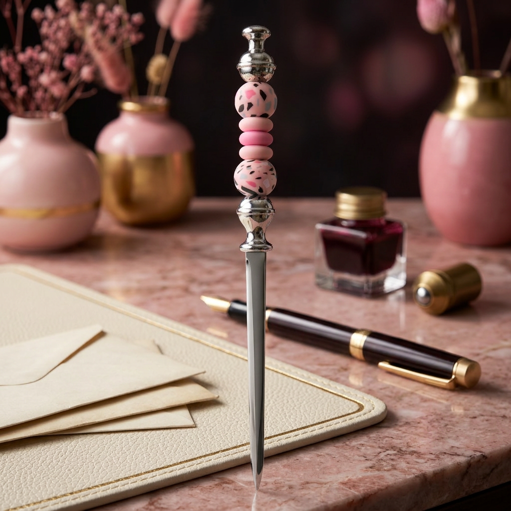 Pink Dalmatian Silicone Bead Letter Opener