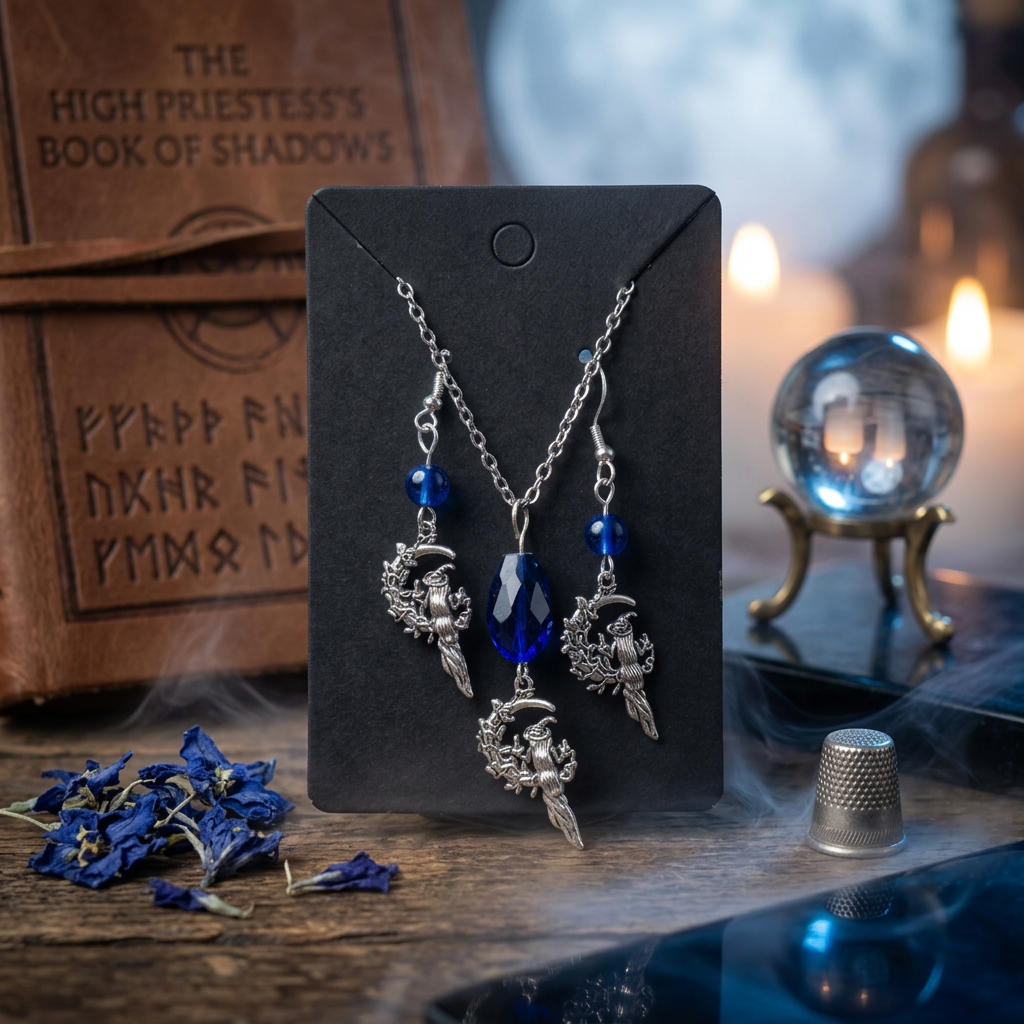 Moon Witch Crystal Jewelry Set — Earrings & Necklace