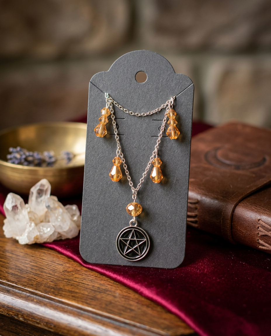 Pentacle Crystal Bead Choker Necklace