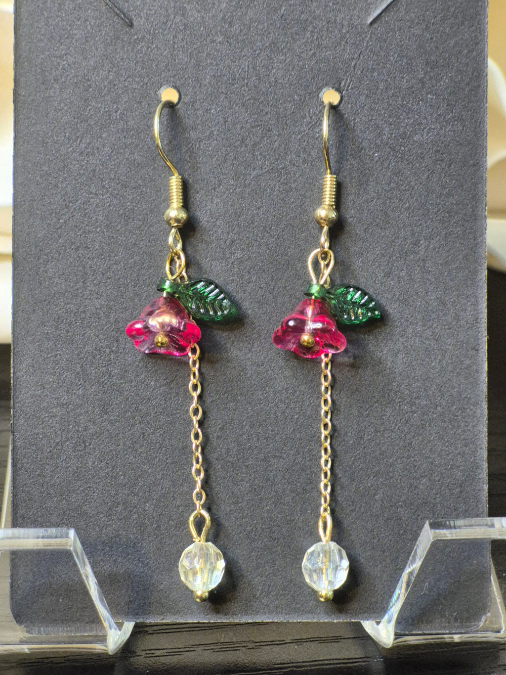 Crystal Flower Dangle Earrings