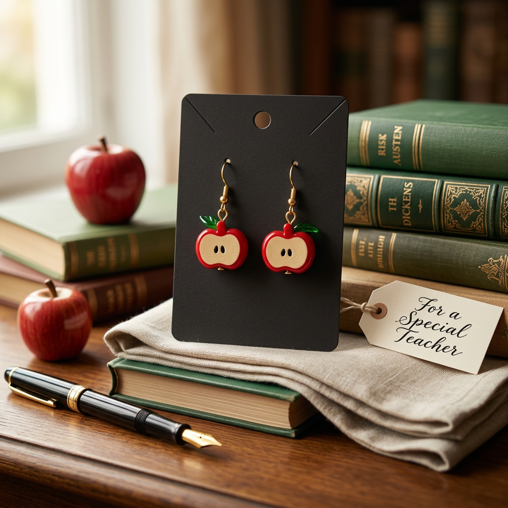 Red Apple Earrings - Cute Gift for Teachers