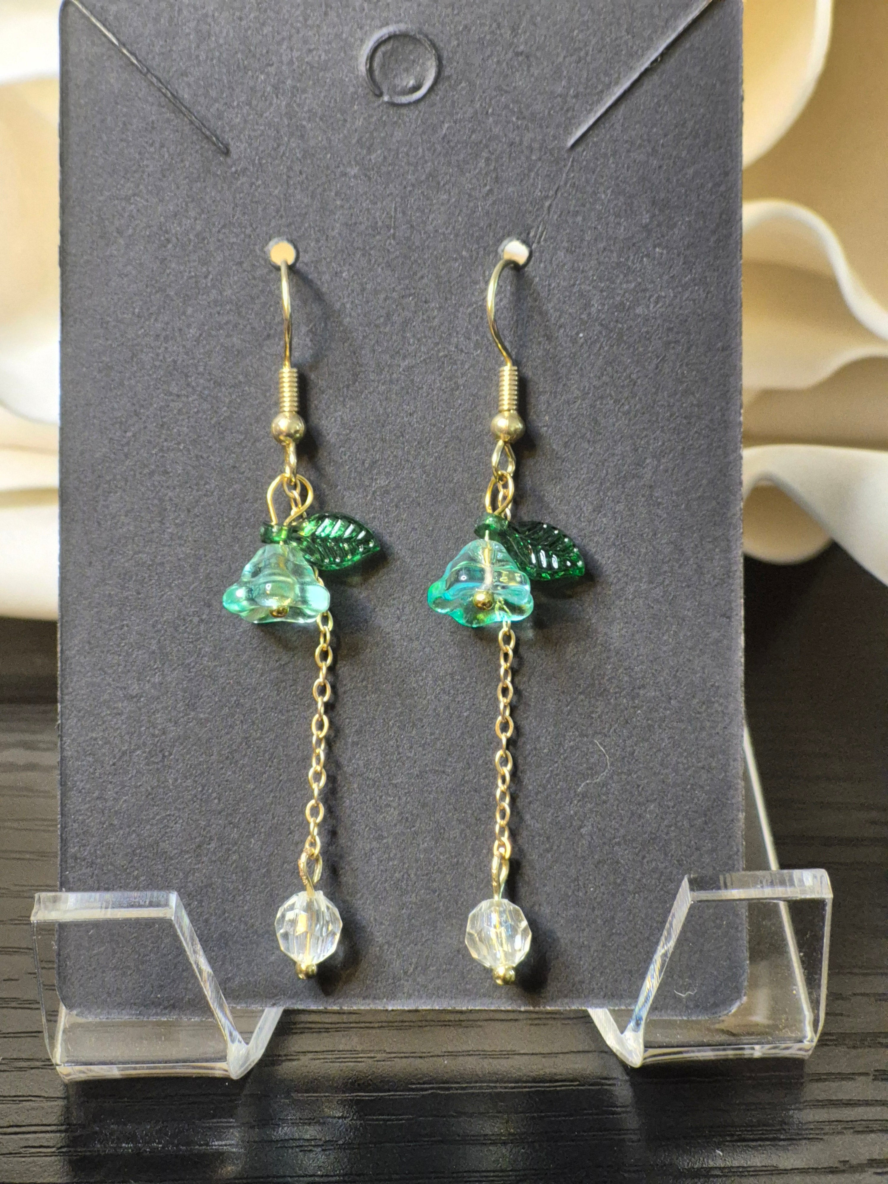 Crystal Flower Dangle Earrings