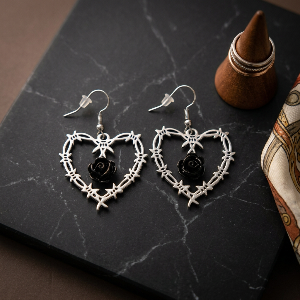 Barbed Wire Heart Earrings