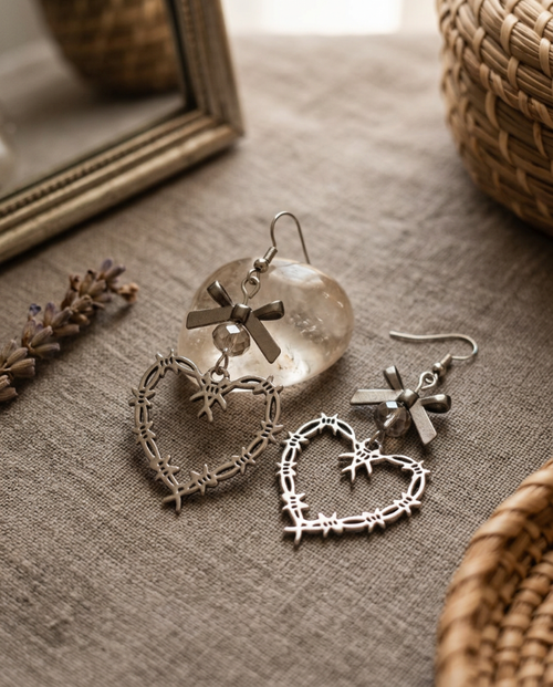 Barbed Wire Heart Earrings
