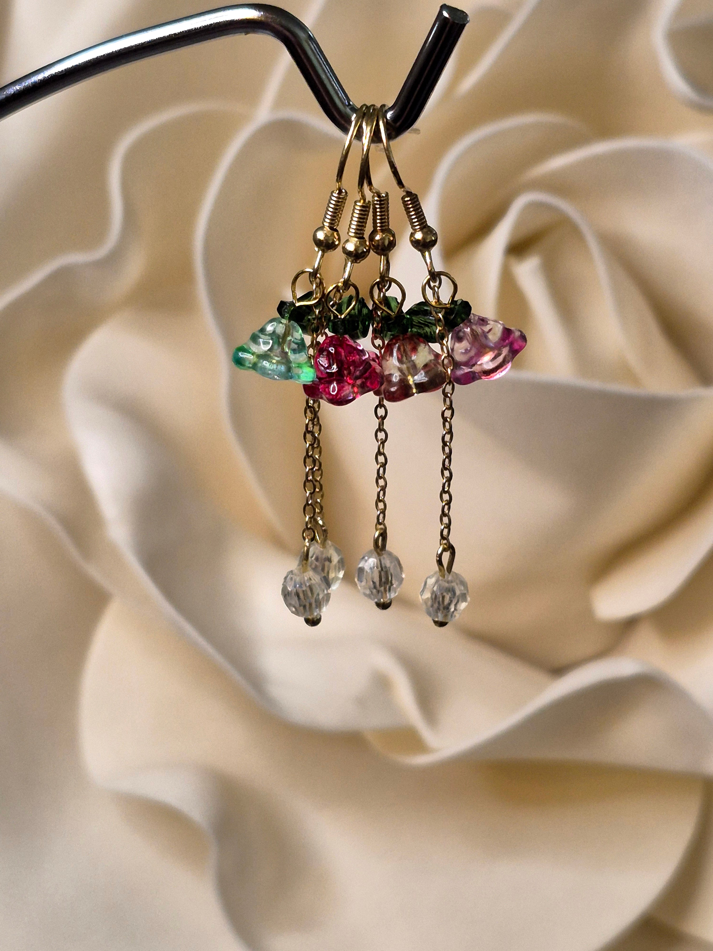 Crystal Flower Dangle Earrings