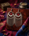 Red Crystal & Pearl Chandelier Jewelry Set