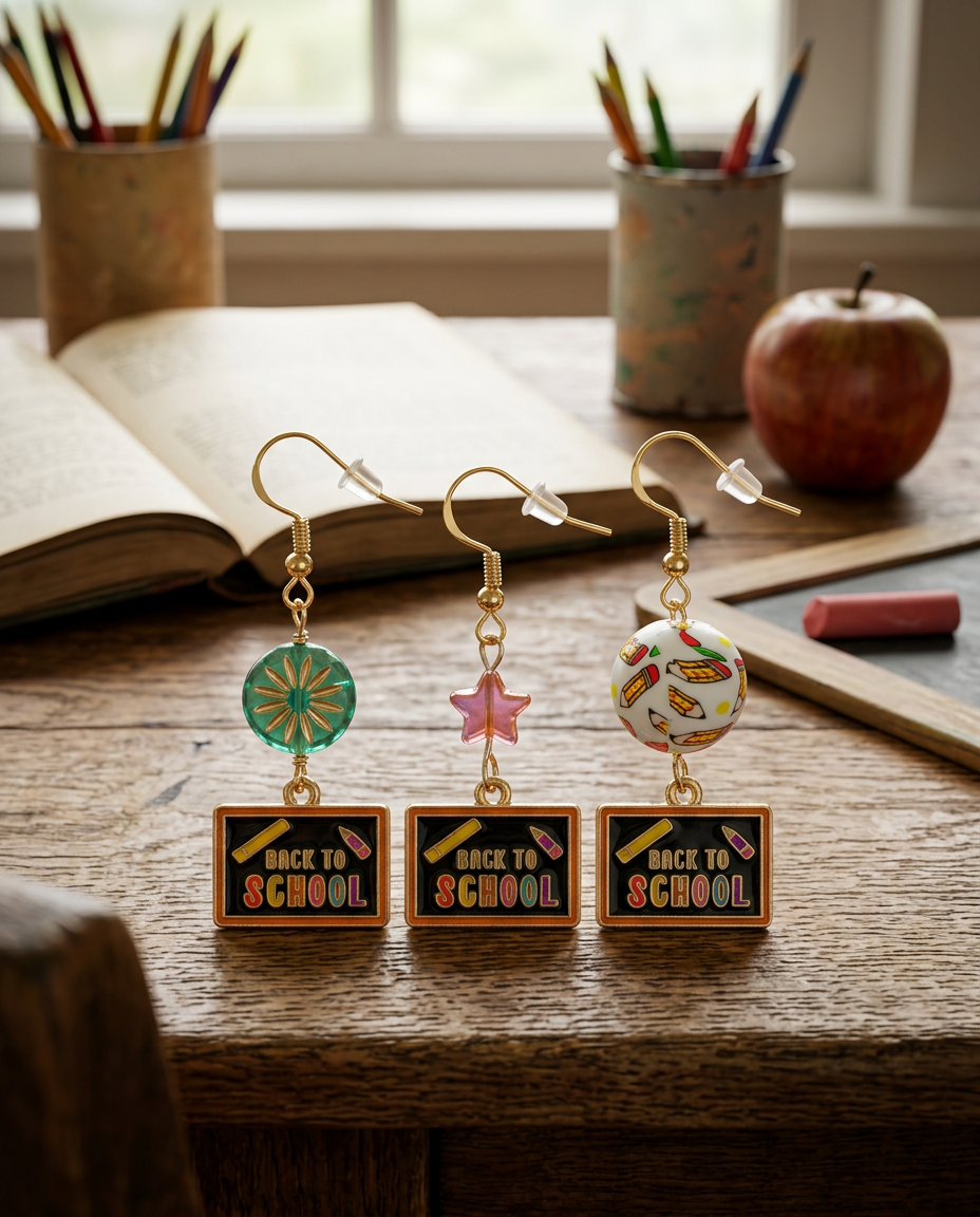 Back to School Charm Earrings for Teachers