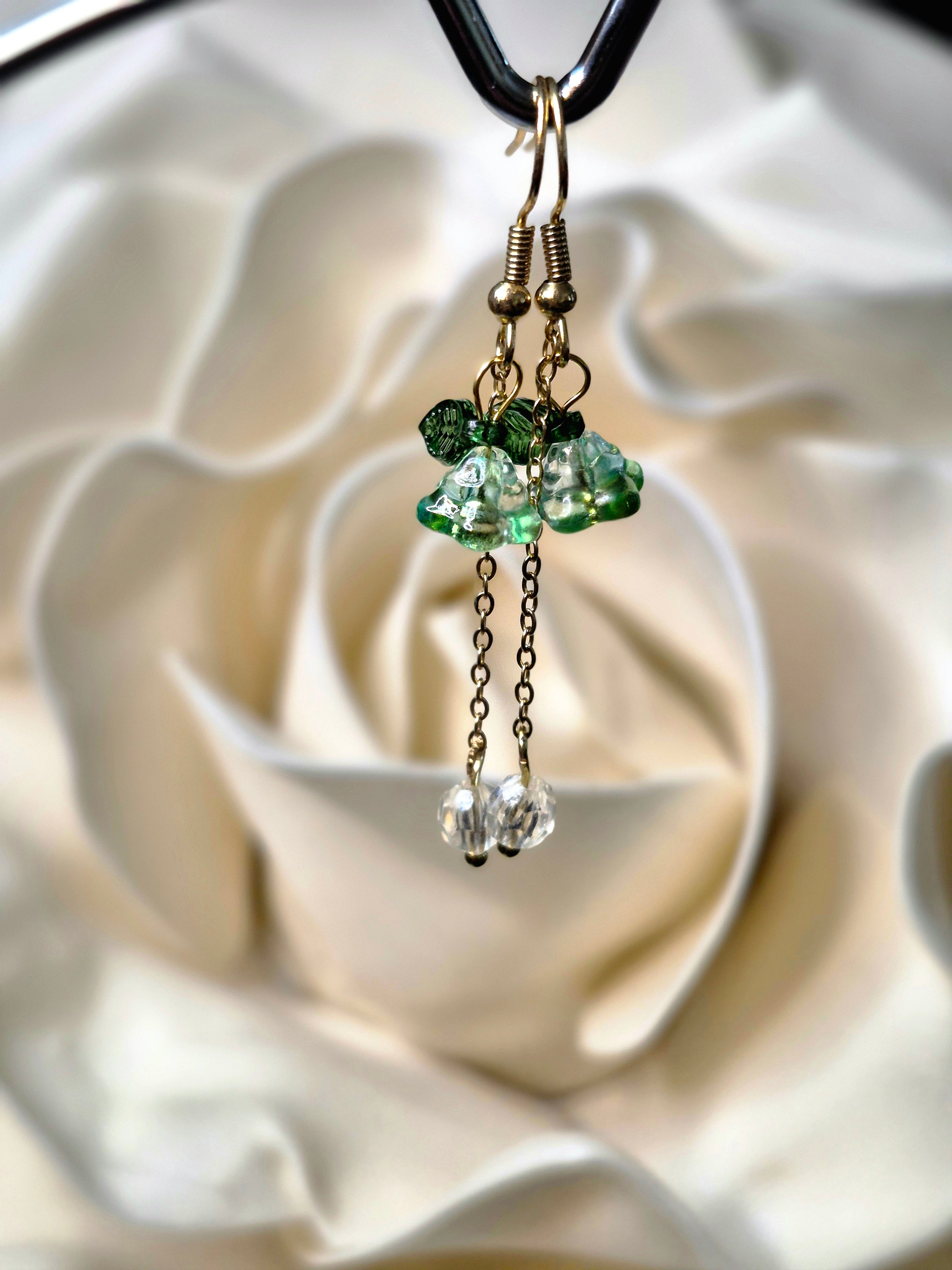Crystal Flower Dangle Earrings