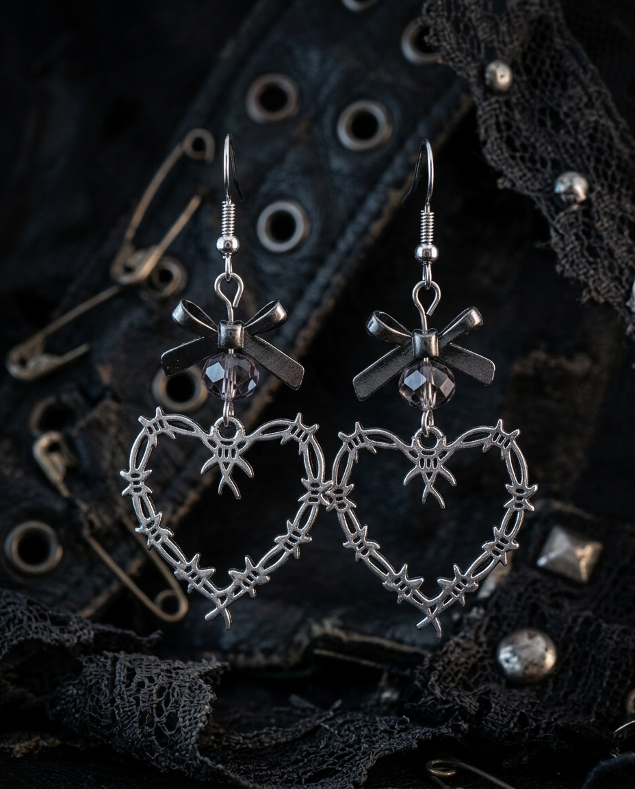Barbed Wire Heart Earrings